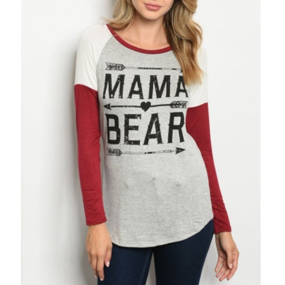 Gray Burgandy Mama Bear Arrow Top